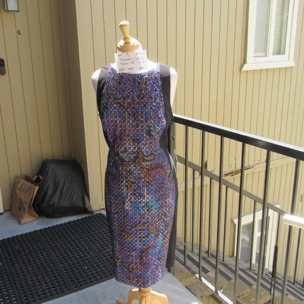 #184  NEW WOMEN'S SEQUIN SPARKLY DRESS BY ADRIANNA PAPELL  (SIZE 12US / 16UK)